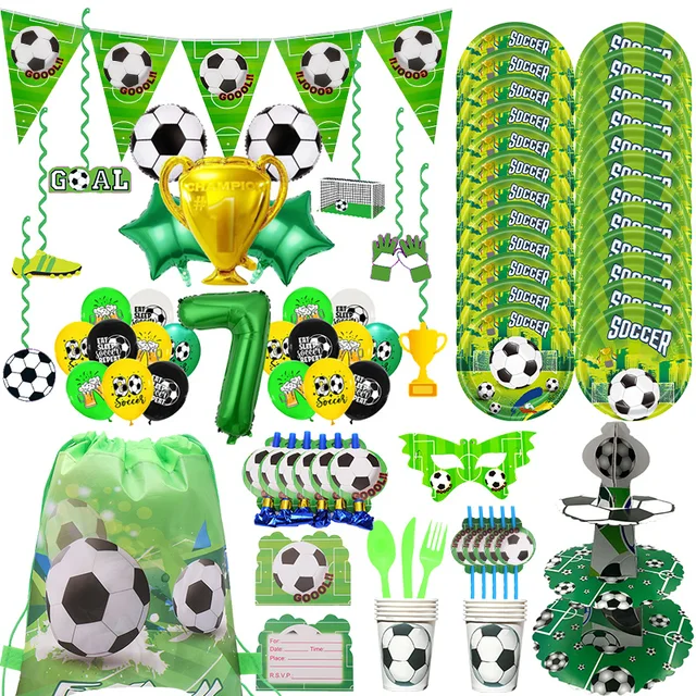 Football Birthday Party Decorations Set Tableware Balloons Paper Plates Napinks Tablecloth Kids Boys Soccer Party Decor Supplies