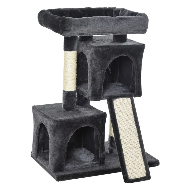 

Cat Rest Play Activity Tree, 2 House Perch, Scratching Post, Black, Indoor, Large Cat Climbing,, Suitable for Large Cats