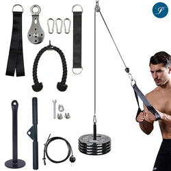 Fitness DIY Gym Pulley Cable Machine Attachment System Adjustable 2.5m Cable Workout Arm Biceps Triceps Hand Training Equipment