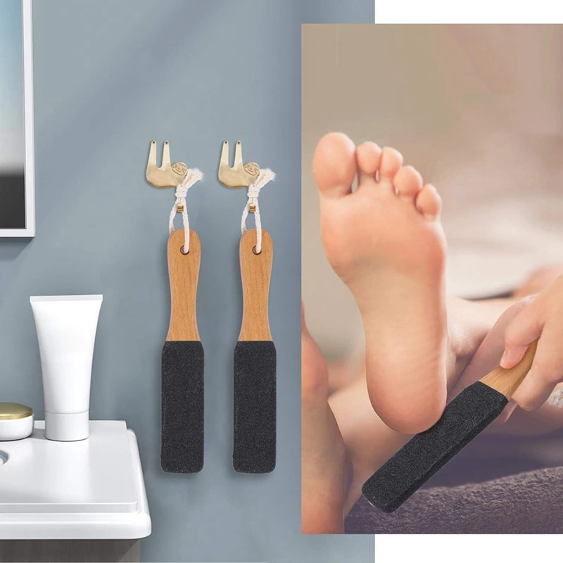 2 Pieces Foot File Callus Remover Heel Grater Wooden Handle Foot Scrubber Pedicure File Foot Filer Foot Scraper 3