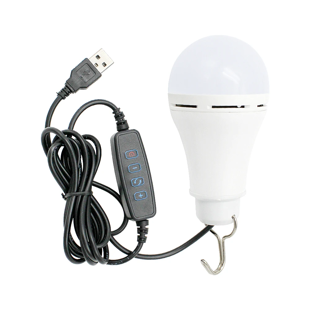 Outdoor 6W USB Powered LED Light Camping 3 Colors Adjustable Dimmable Bulb For Fishing Hiking Tent Emergency Night Lamp 1pcs