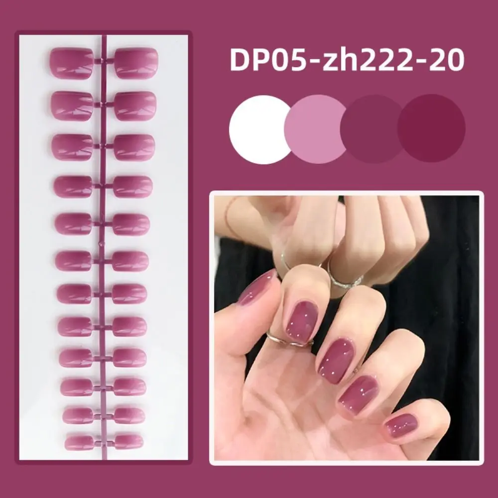 

24Pcs Detachable Short Square Head False Nails Glossy Wearable Fake Nails Solid Color Full Cover Nail Tips Press On Nails