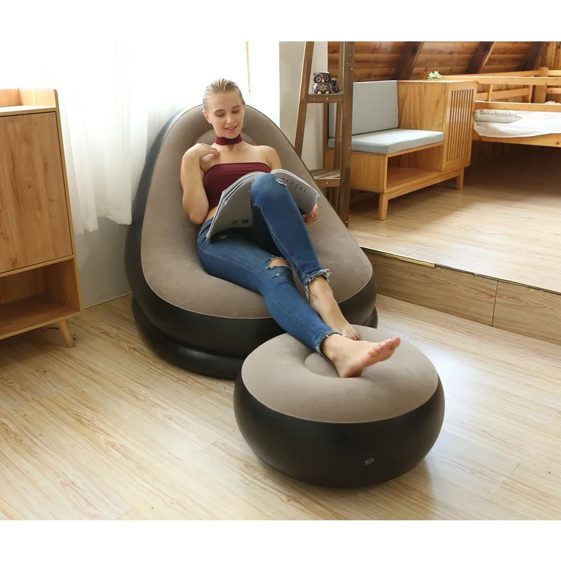 Big lazy inflatable sofa outdoor camping inflatable recliner camping portable folding air bed reclining sun chair inflatable sofa bed