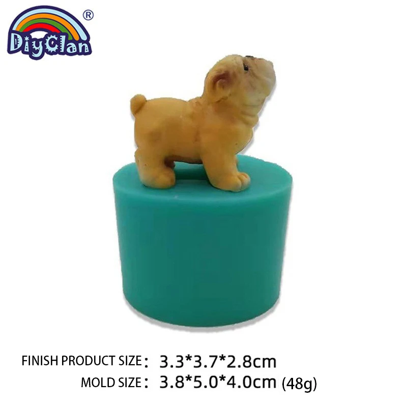 Mini Bulldog Silikon Form Schokolade Kuchen Dekorieren Werkzeuge Hund Tier Thema Kerze Seife Mould Gips Zement Polymer Ton Form – Detail 5