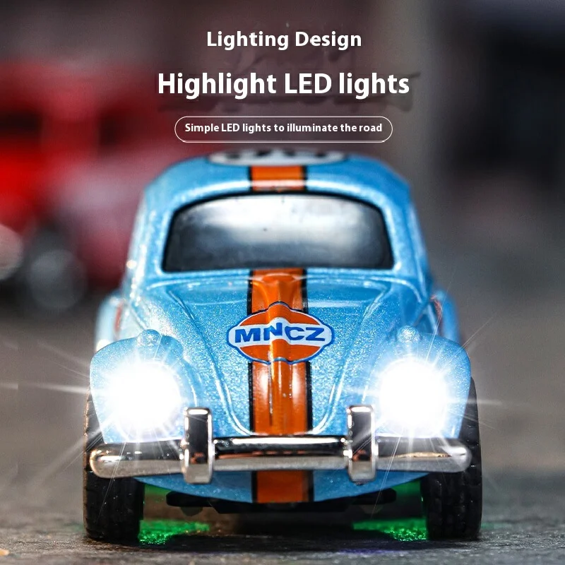 Wireless Mini RC Car 1:64 Scale Retro Remote Control Beetle Alloy Toy Small Mobile Phone Controlled Car Model