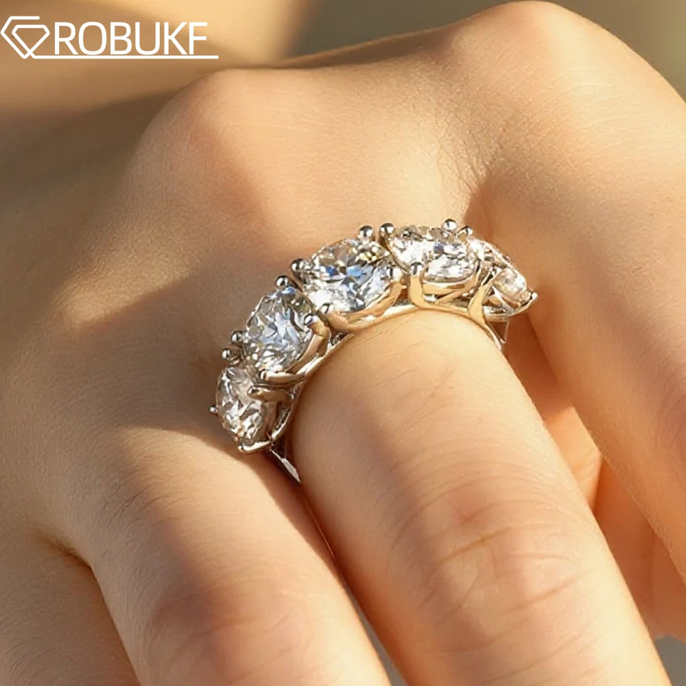 ROBUKF 5-Stone Engagement Ring Moissanite 925 Silver 5