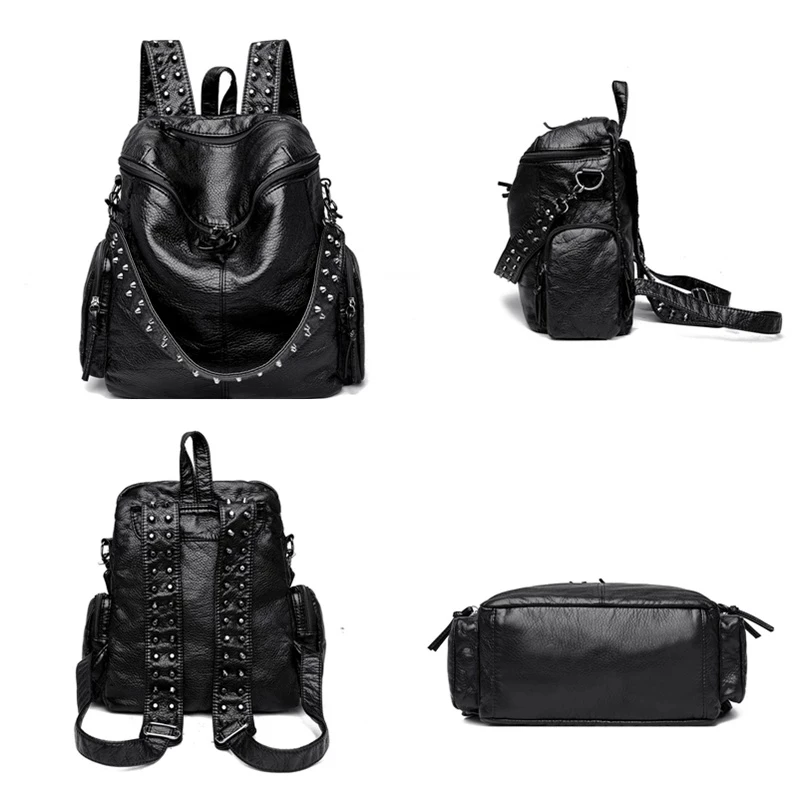 Fashion Rivet Women Backpacks Luxury Multifunction Ladies  display picture 3