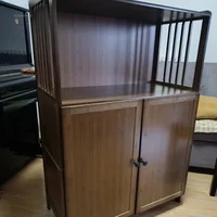 Modern Bamboo Kitchen Cabinets for Household Multi-layer Dishes Microwave Ovens Storage Cabinet Floor-to-ceiling Kitchen Cabinet 2