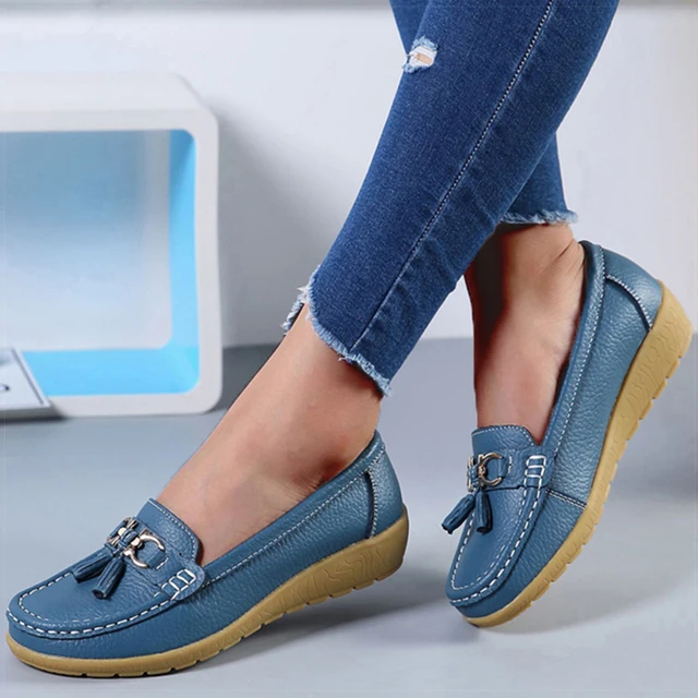 Women Shoes Nurse Loafers Shoes Classics Flats Zapatos Mujer Comfortable Flat Shoes Women White Casual Leather Women's Footwear 3