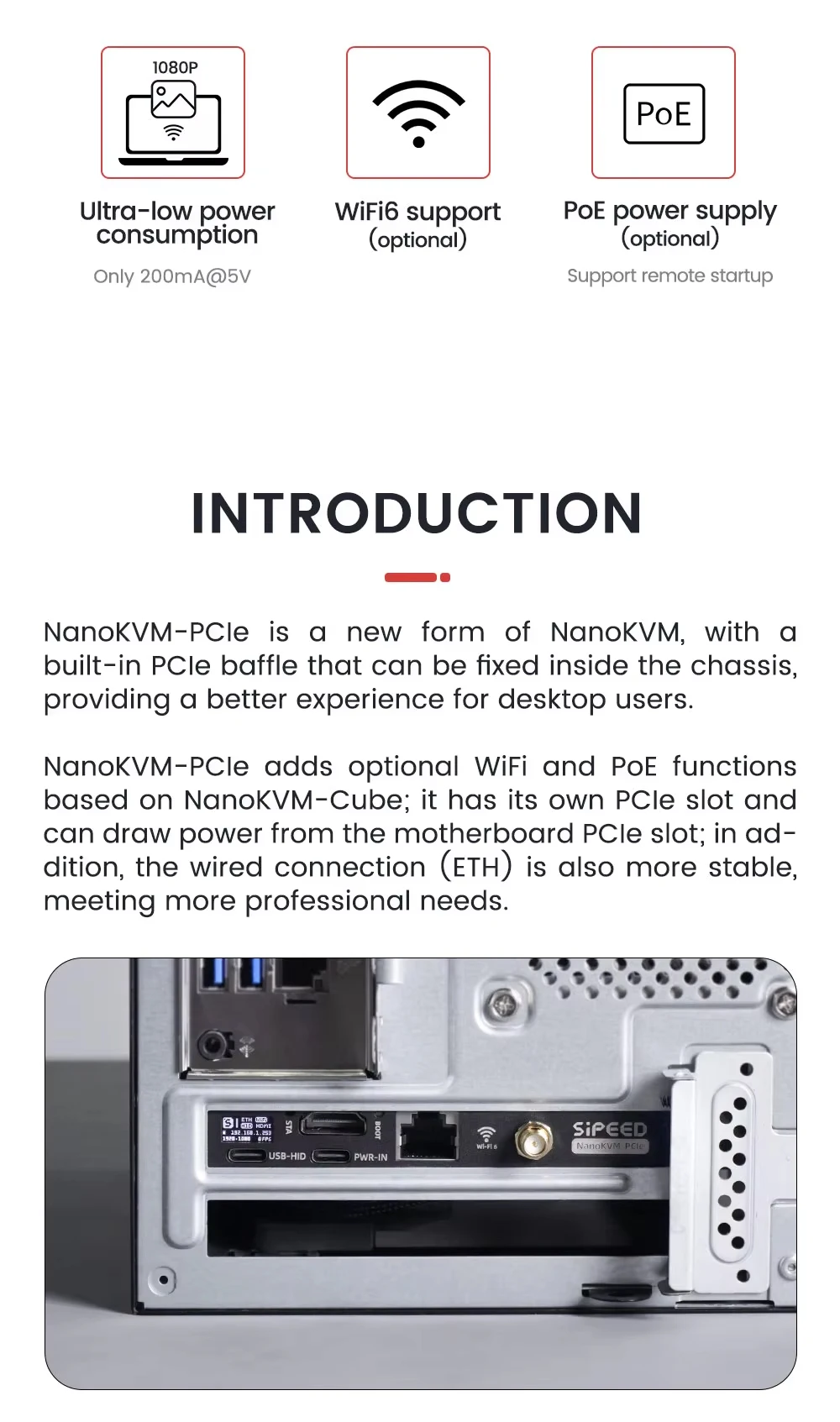 Sipeed NanoKVM-PCIe IP-KVM Mini Remote Control Operations Maintenance Server PCI