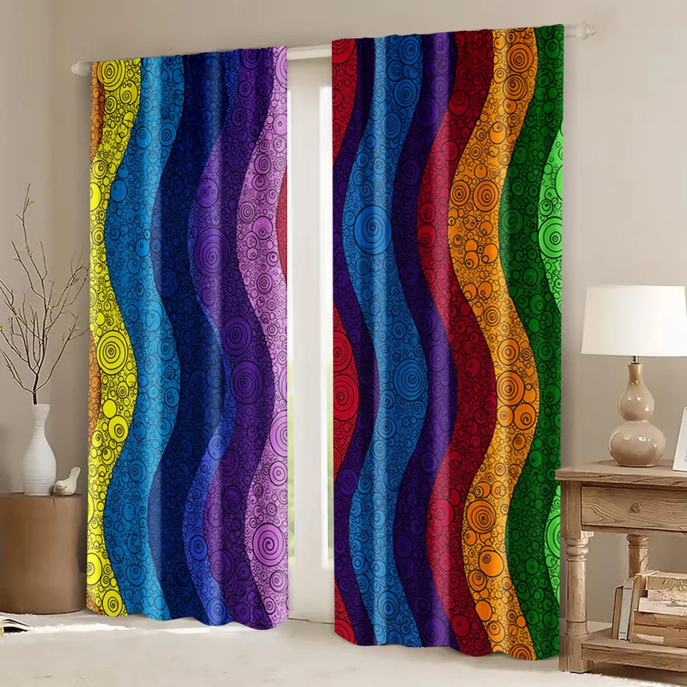 2pcs, Drapes Abstract Colorful Polka Dot Pattern Durable Polyester,Without Electricity Birthday Party for Living Room, Outdoor 6