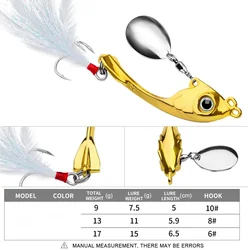 Enhanced Spinner Bait Fishing Lure with Rotating Spoon and Sequin - 15g (D)