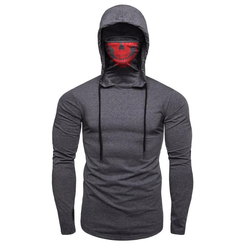 Felpa con cappuccio Fiess elasticizzata da uomo di qualità, tuta Ninja da uomo, camicia a maniche lunghe con cappuccio, Call of Duty Ghost Skull Mask Black Street_voghion.com