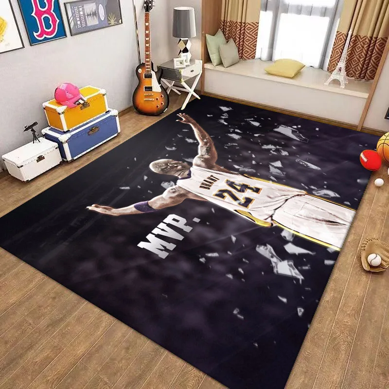 VIKAMA 1PC Basketball Star Crystal Velvet Carpet Dirt Resistant Bedroom Living Room Sofa Coffee Table Non-Slip Pad Home Decor