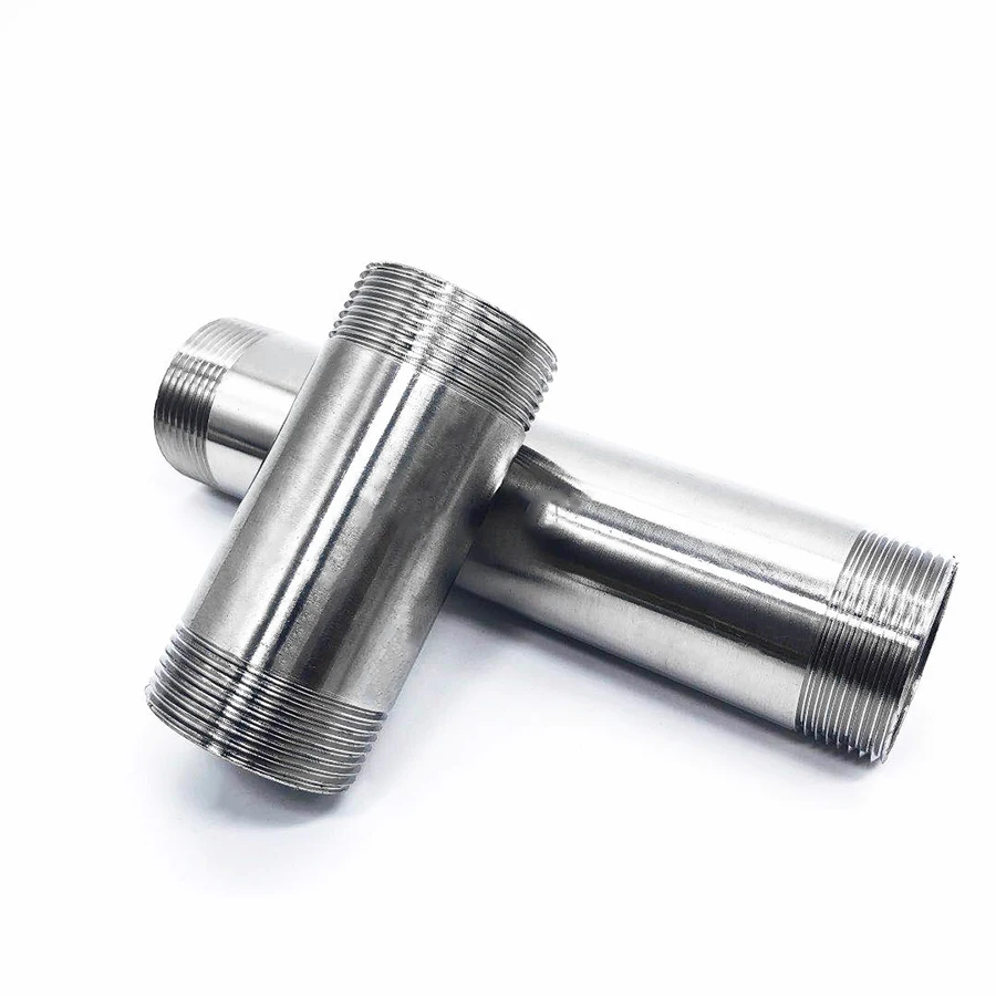 304 Stainless Steel Pipe 1/4 3/8" 1/2" 3/4" 1 2" BSPT Male x Male Extension Joint Long 100/150/200/250/300mm Water Pipe Fittings pipe fitting water pipe fitting hose pipe fitting