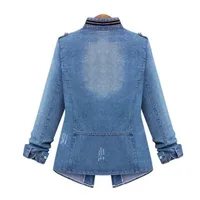 Women's Winter Jaet 202 Ladies Jeans Coat Commute Sle Slim Fit Button Zipper Splice ket Denim Fabric Long Sve ...