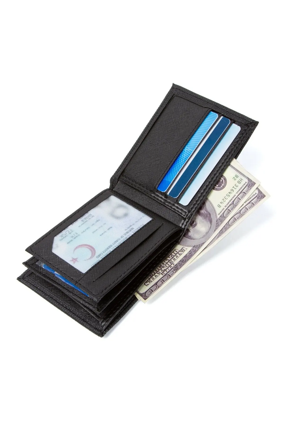 Men's Black Multi-Compartment Wallet (11X8,5CM) With Coin Holder Souvenirs New Men's Fashion Money Bags Hand Bags Easy To Carry