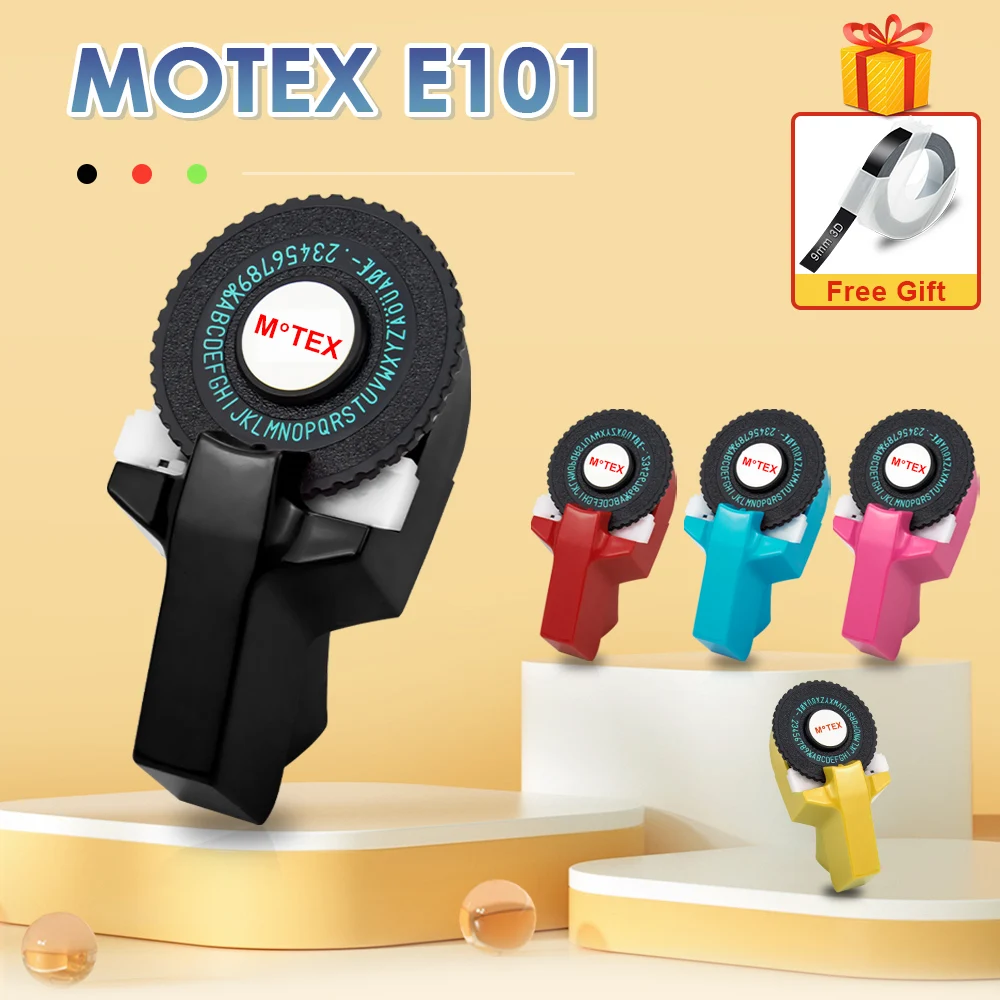 

3D Embossing Label Maker Motex E101 Manual 3D Labeling Machine Portable Typewriter Replace for Dymo 12965 1540 1610 Label Maker