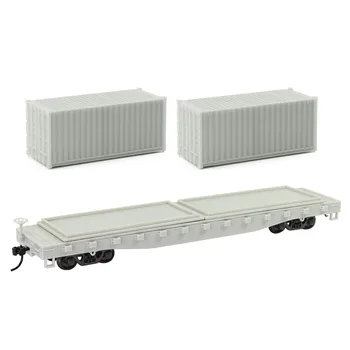 1pc HO Scale Flat Car 52' Unassembled Blank 1:87 Model Wagon with Shipping Container Cargo C8741JJ
