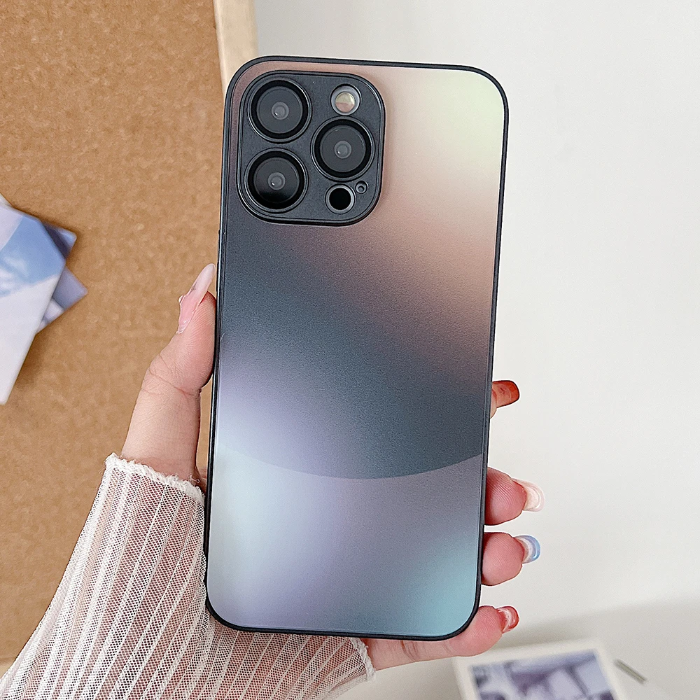 thumbnail image 1 of Luxury Gradient Laser Matte Phone Case For iPhone 15 Pro Max 14 13 12 Glass Lens Camera Protection Shockproof Bumper Hard Cover, 1 of 5