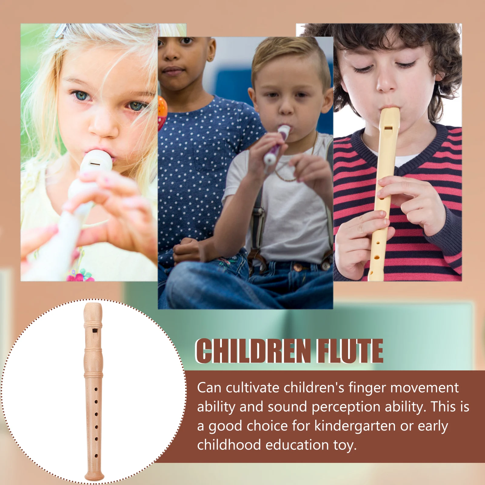 Recorder Toy Kids Clarinet Wear Resistant Convenient Wooden Flute Clarinet 6-hole Soprano Recorder for Home School