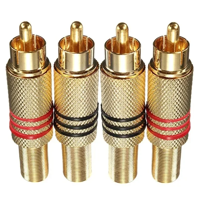 Gold RCA Phono Male Plug Solder Connectors for Audio Speakers