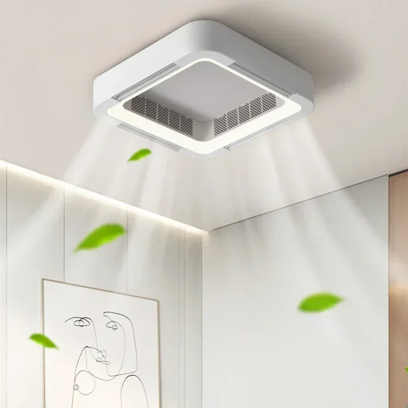 Modern Energy-Saving Bladeless Ceiling Fan Lamp with LED Light and Remote Control Bedroom LivingRoom Eye-Caring Design