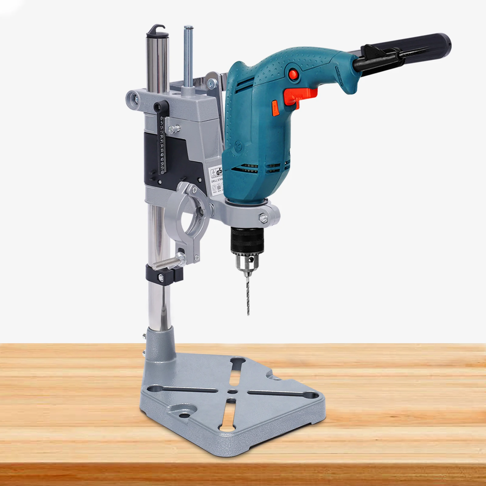 Dual-hole Adjustable Drill Press Stand for Home Use