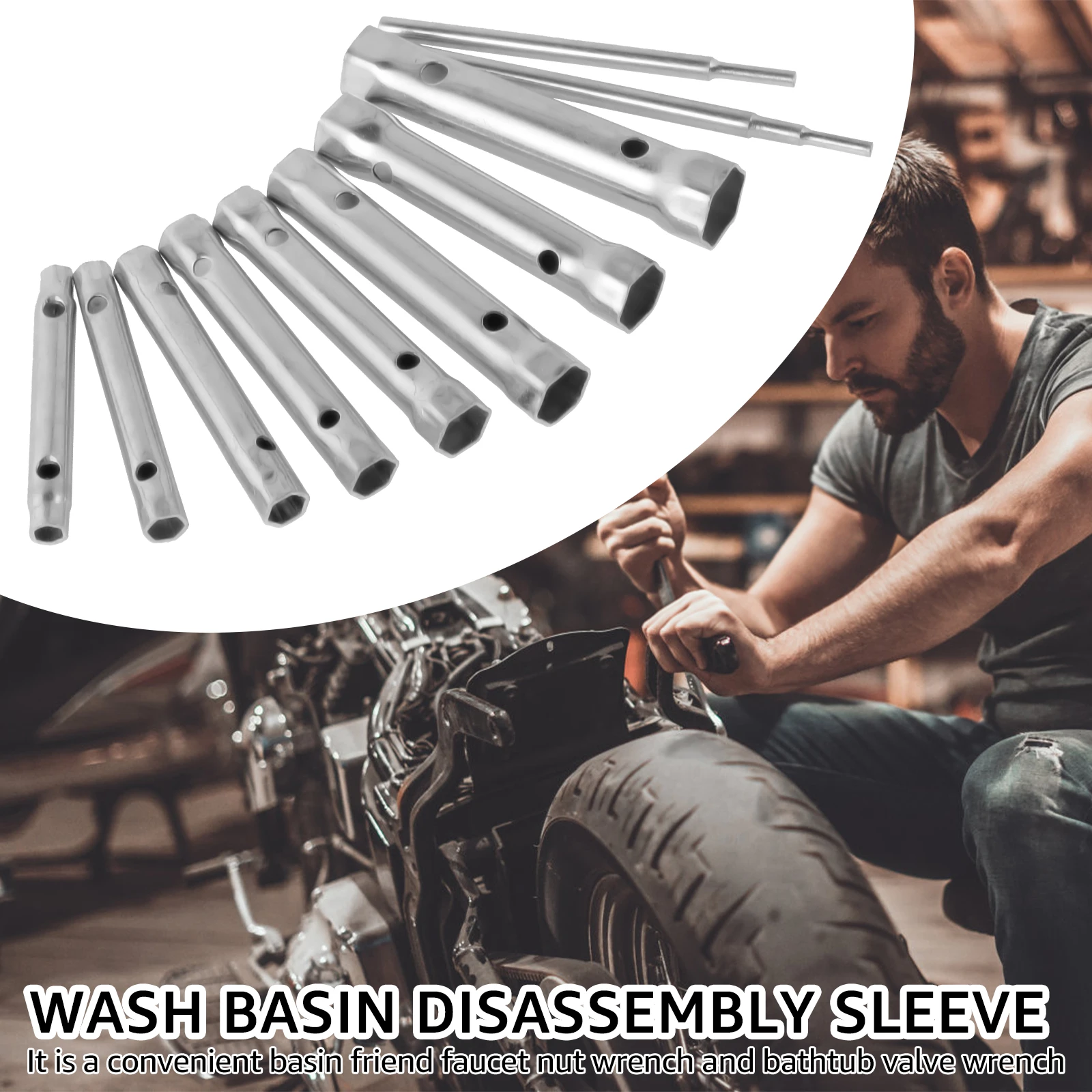 Pluokvzr 9pcs Shower Valve Socket Wrench Set Carbon Steel Plumbers Spanner Wrench Set Double Ended Tubular Socket Wrench Set Spark Plugs Removal Fauc