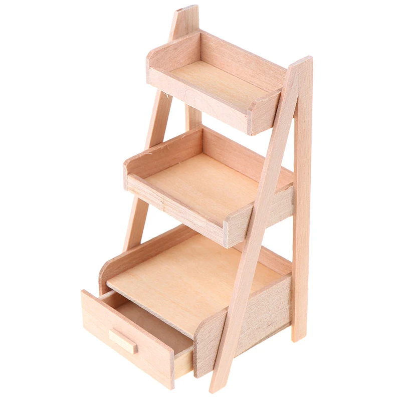 Étagère Miniature En Bois 4 Niveaux – échelle 1:12 – Meuble De Rangement Pour Maison De Poupée, Bureau, Bibliothèque – Anti-basculement – Décoration Intérieure