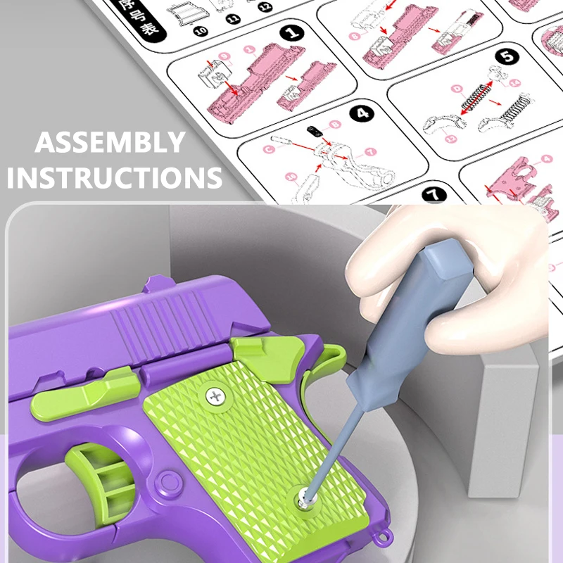 Mini M1911 Gun Assemble Model Stress Relief Toy for Kids Adults Boys Birthday Gifts Building Block Detachable Decompression Toy