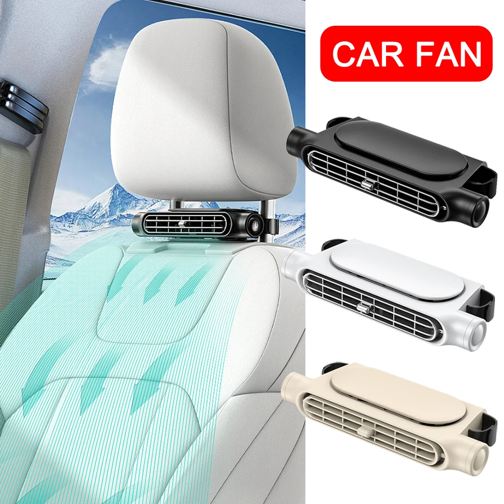

360 Degree Adjustable Ventilation Car Fan Circulator Rear Seat Electric Fan Air Conditioning Automotive Car Headrest Cooling Fan