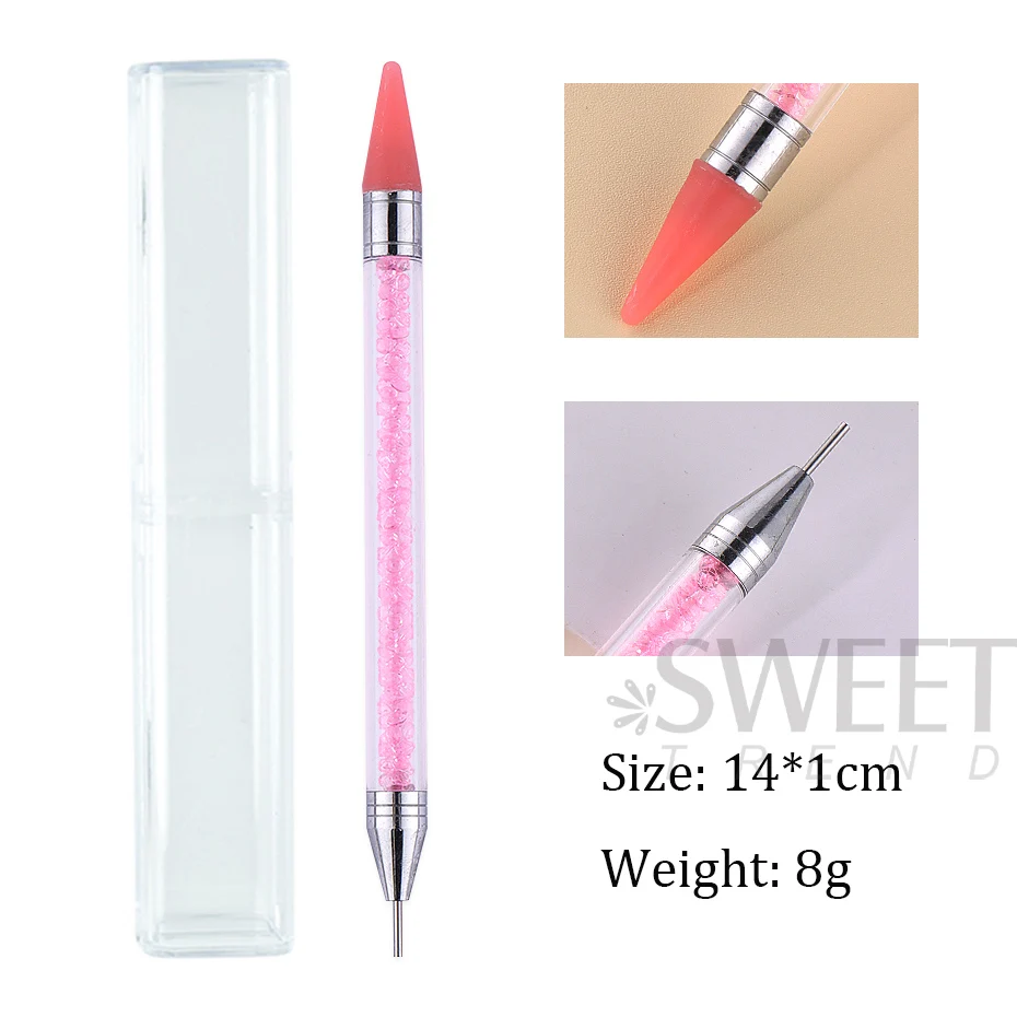 1pc Dual Ended Nail Dotting Pen Crystal Beads Handle Rhinestone Studs Picker Wax Pencil Gel UV Brush Manicure Nail Art Tools 3