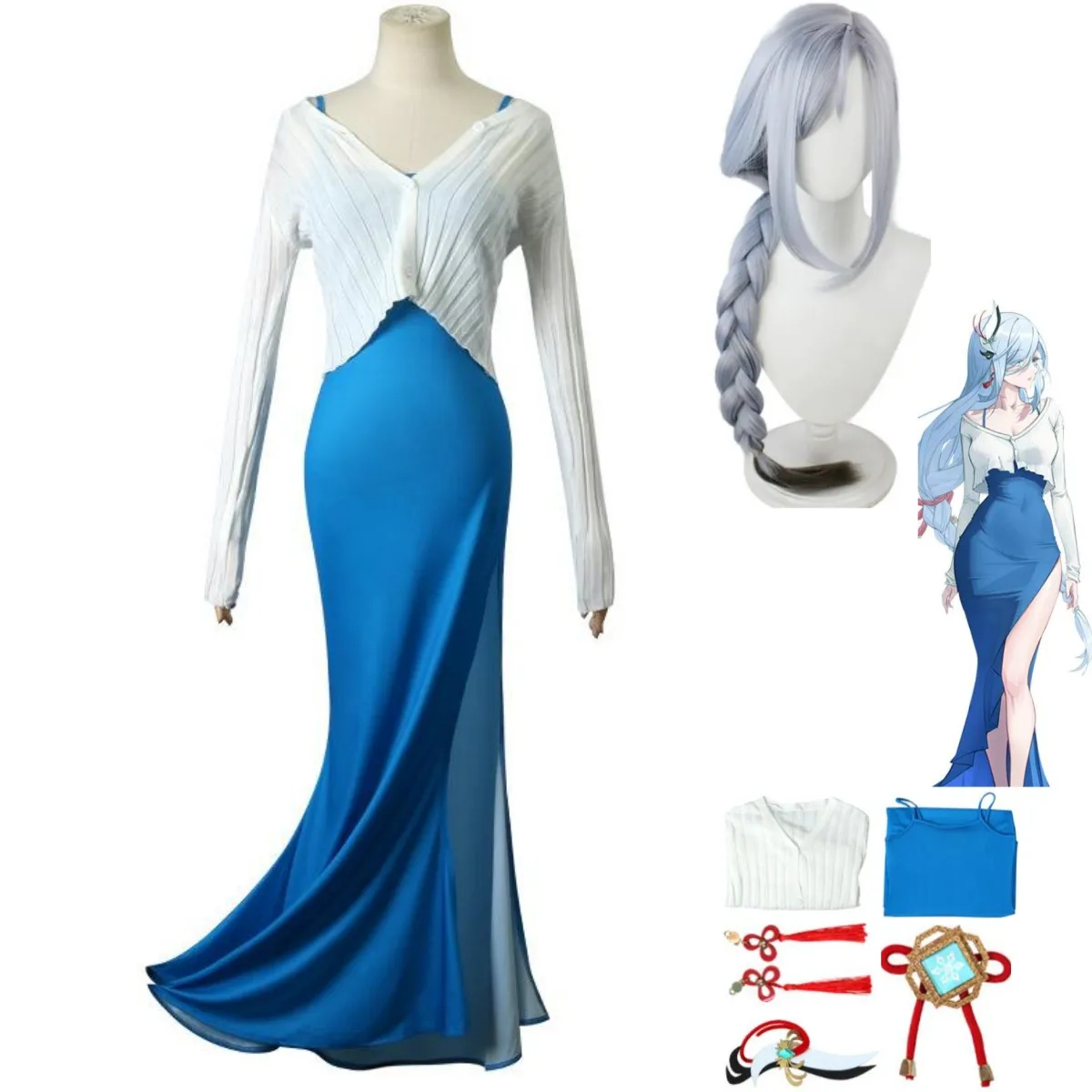 

Аниме игра Genshin Impact Shenhe Косплей Костюм для отдыха императорская сестра облегающее комбинированное платье женский сексуальный повседневный костюм