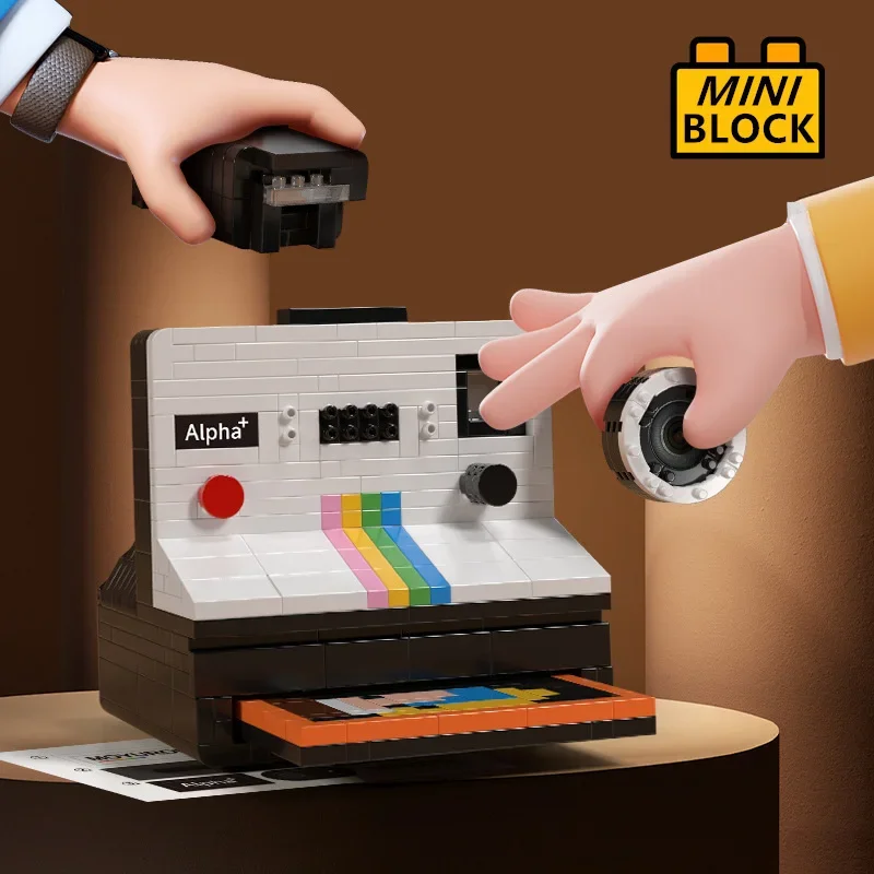 창의적인 원스텝 SX-70 카메라, 마이크로 미니 블록, 벽돌 장난감, 모델 빌딩, 어린이 크리스마스 선물, 2024 신제품, 802PCs