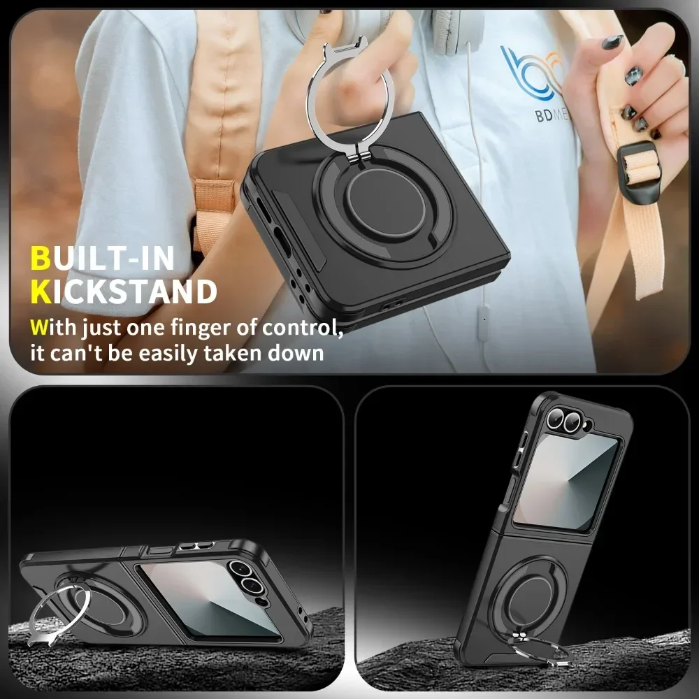Magnetic 360 Rotating Bracket Phone Case with Ring Holder - Hard Shell Protective Cover