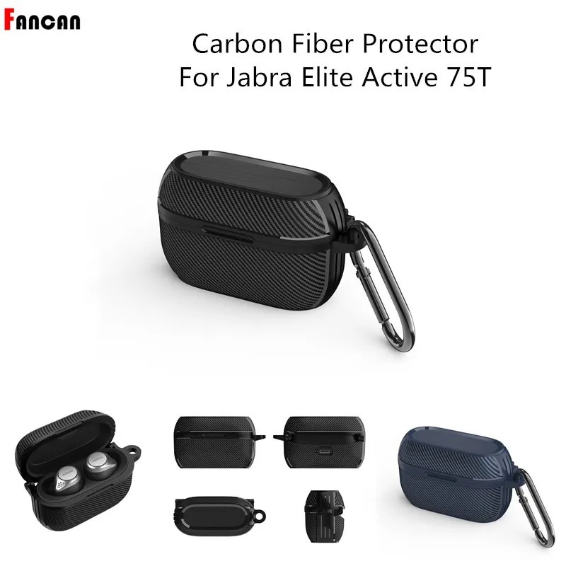 Custodia Per Jabra Elite Active 75T Luxury Carbon Fiber Armor Elite 7 Pro Protector Con Moschettone Per Jabra Elite 7 Active Cover