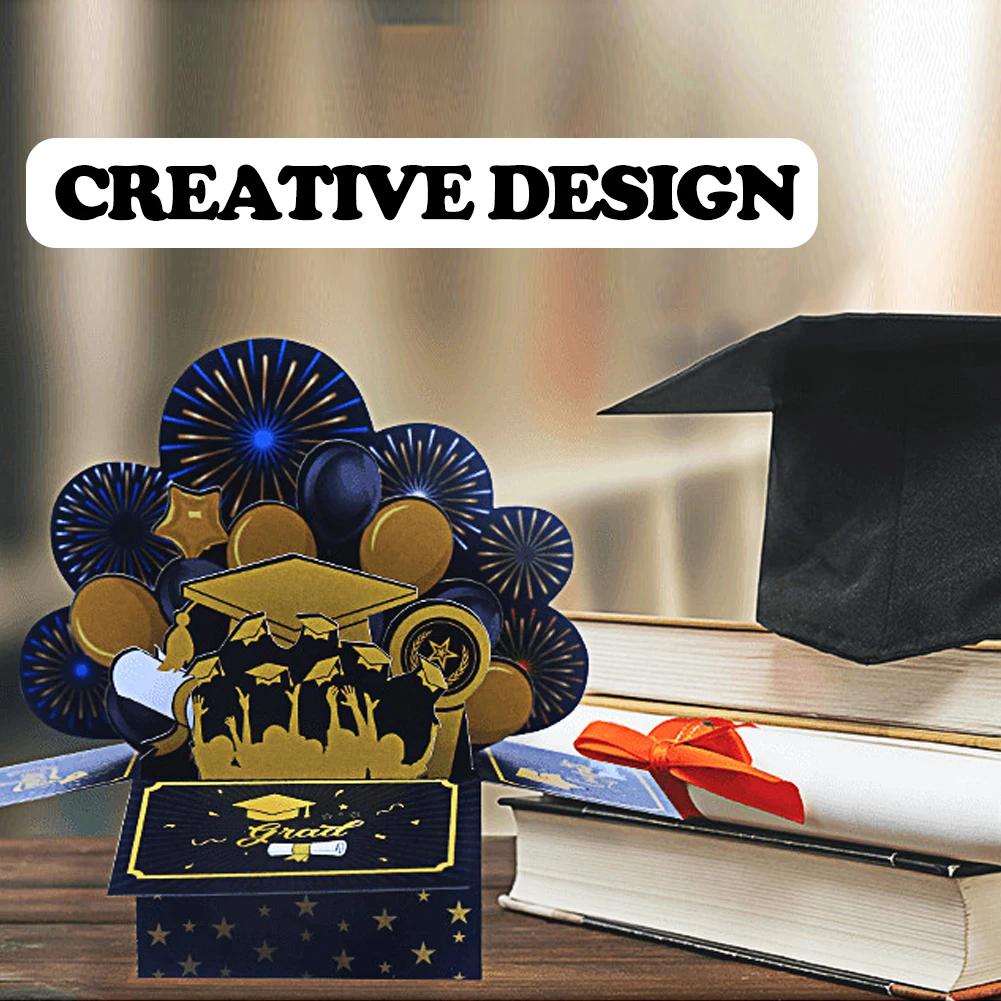 3D Graduation Pop up Card Class of Congrats Grad Card Congratulation Greeting with Envelope for Graduation