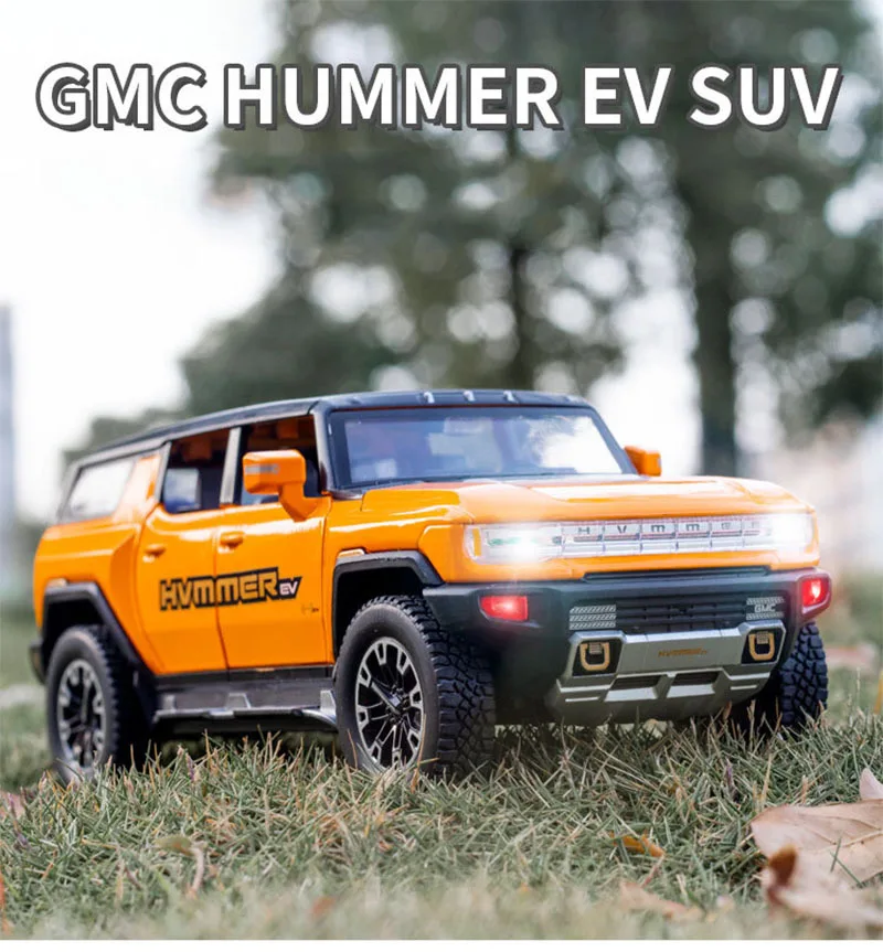 1:32 Gmc Hummer Ev Suv Alloy Car Model Diecasts Metal Off-Road Vehicles Sound Light Open And Closed Canopy Toy Model Kids Gift