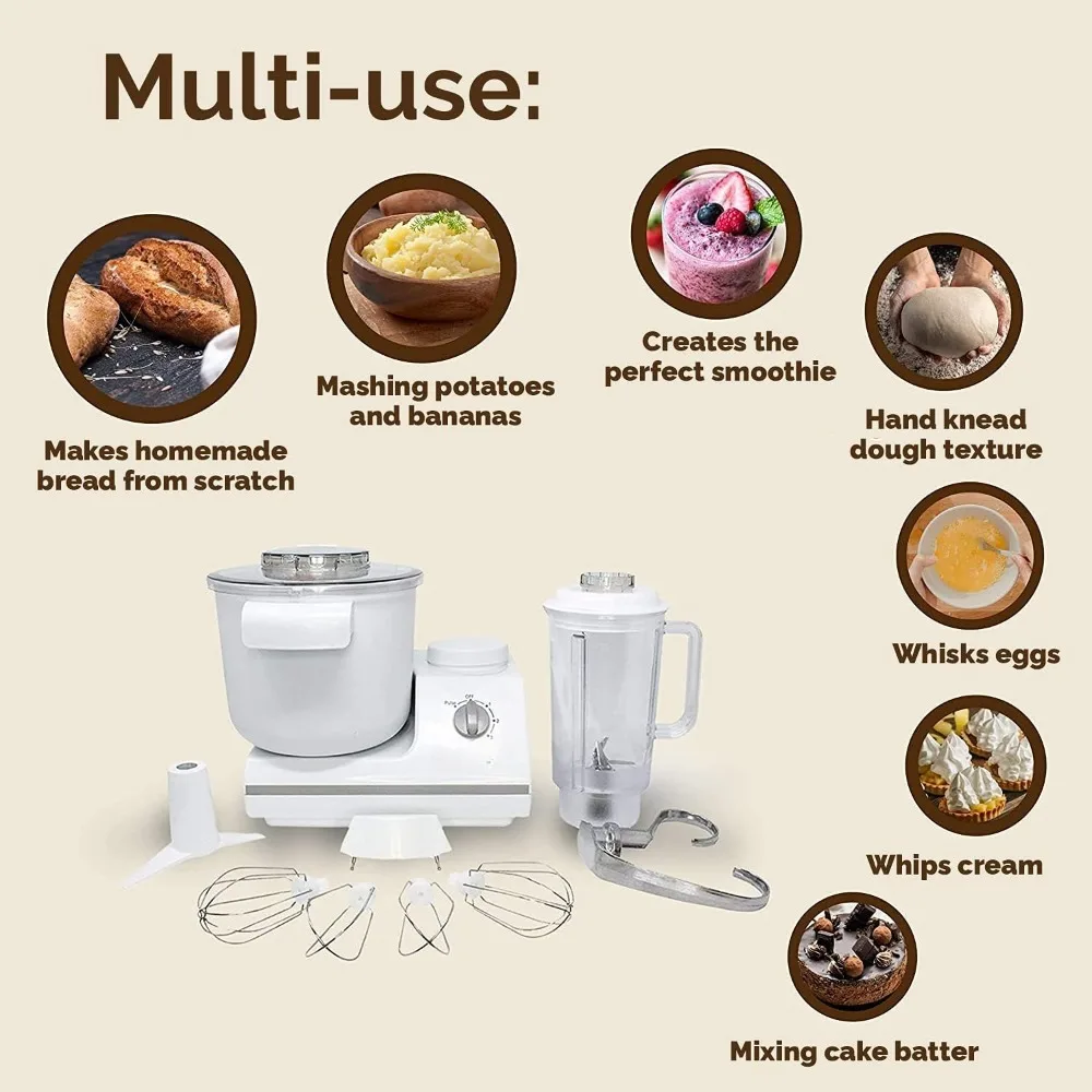Complete bread dough mixer with dough hook, kitchen electric vertical mixer, white free shipping 3