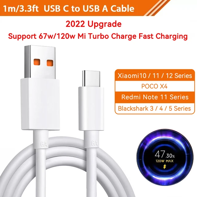 thumbnail image 1 of Xiaomi-Cable de carga rápida Original, Usb C cargador Turbo, 120w, 6,5a, codo de 90 grados, Redmi Note 10, Mi 11, 12, Poco Blackshark 5, 1 of 5