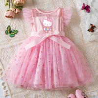 Hello Kitty 2-6Y Baby Girl Dress Princess Mesh Skirt Summer Sleeveless Wedding Party Dresses for Girls Summer 1