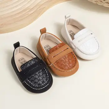 KIDSUN neonate ragazzi mocassini classici scarpe eleganti Oxford per neonati Prewalker Soft Slip On mocassino culla appartamenti scarpe appena nate 1