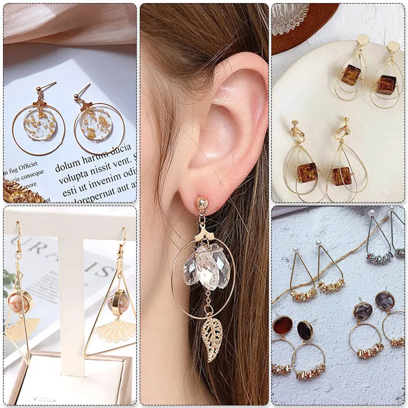 Silver Gold Color Copper Hoops Earrings Kit Earrings Clasps Hooks Ear Wire  Hoops Earrings Wires For DIY Jewelry Making Supplies