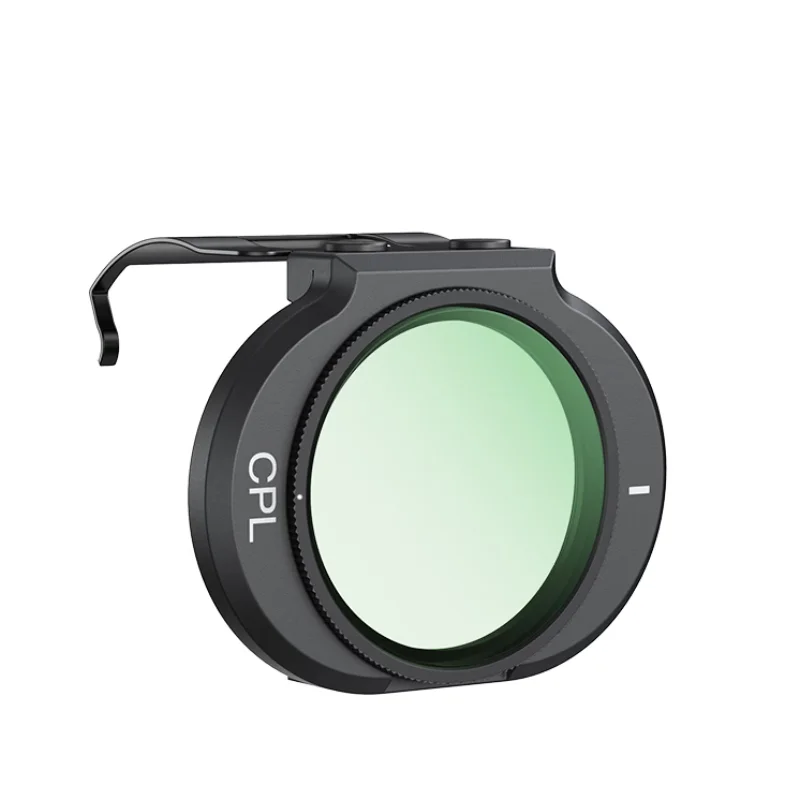 Vue éclatée du filtre CPL/VND pour drone Potensic ATOM 2 avec reflets lumineux