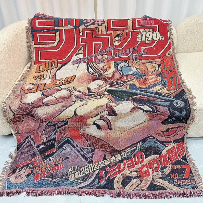 Anime Jo Throw Cotton Handmade Woven Blanket Tapestry Rug Home Decro Personalized Gift Beach Sofa Chair Cover Mat Rug