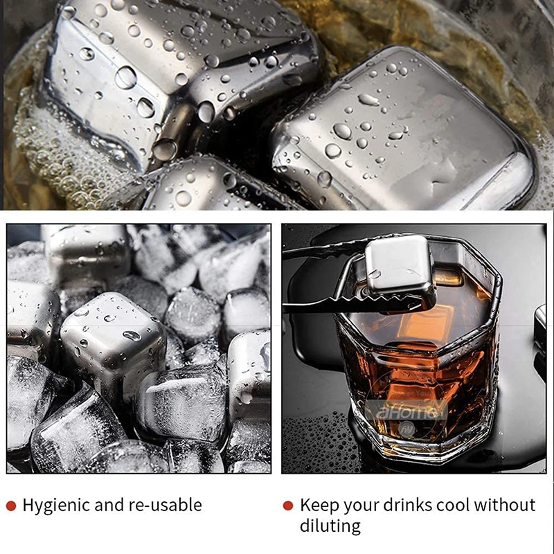 Stainless Steel Round Ball Cooling Cubes Stone Ice Cubes with Plastic Case  Tongs Drinks Cooler Beer Hielos De Acero Inoxidable - AliExpress