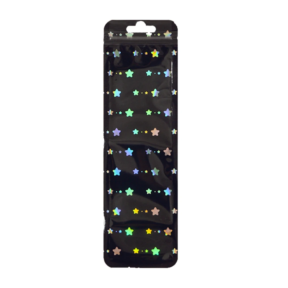 50 Stück 6,5 x 22 cm lange holografische Laserbeutel mit Reißverschluss, Aufbewahrungsbeutel für Halskette, Schmuck, Lipgloss, kleine Unternehmen, Verpackung – Detail 6