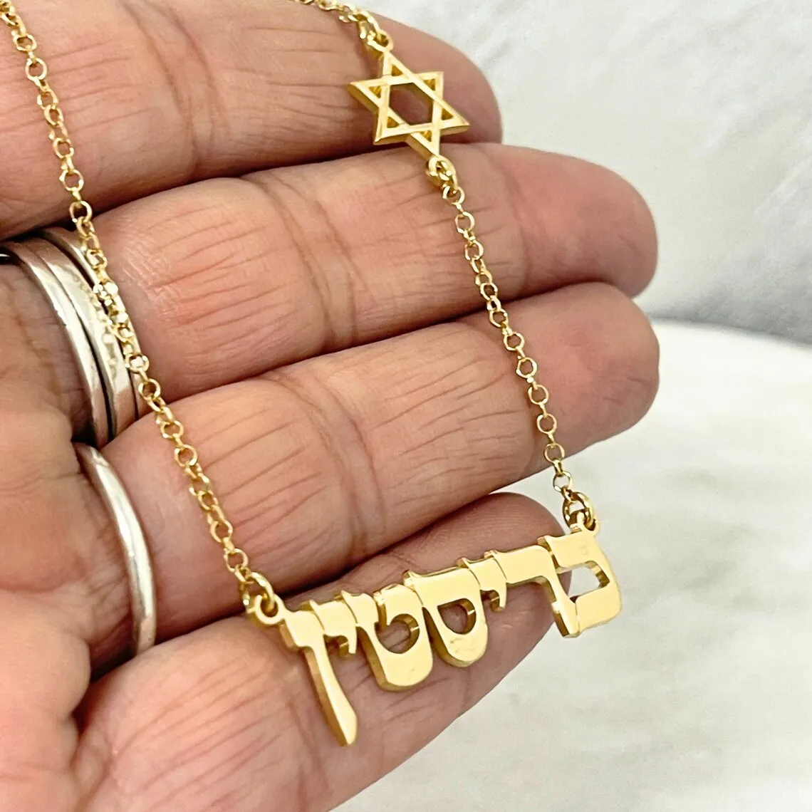 DOREMI Any Pattern Logo Custom Name Necklace Women Girls Friend Gift Jewelry Stars Stainless Steel Hebrew Name Necklace