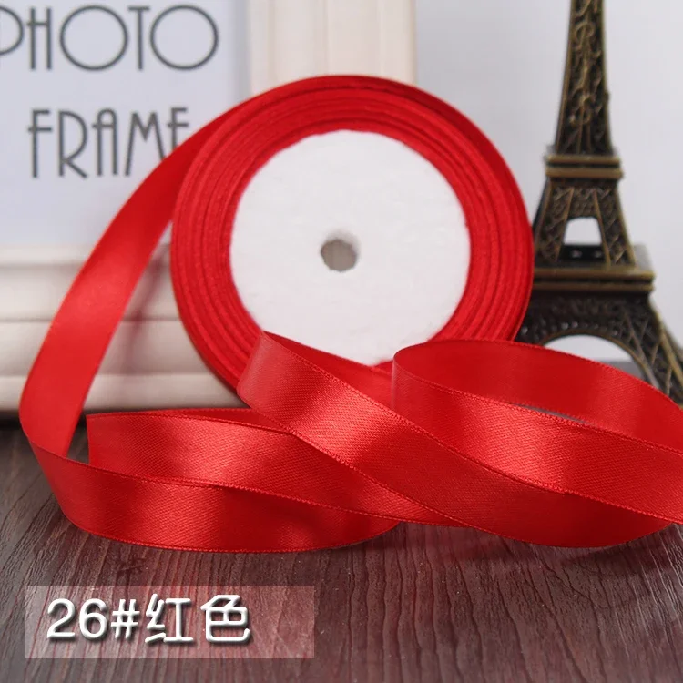22Meters/Lots 15mm Silk Satin Ribbons Christmas Wedding Decoration Birthday Gift Box Wrapping DIY Crafts Roses Artificial Flower